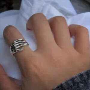 Ring Skull Skeleton Hand Adjustable Men Women Gothic Punk Ring